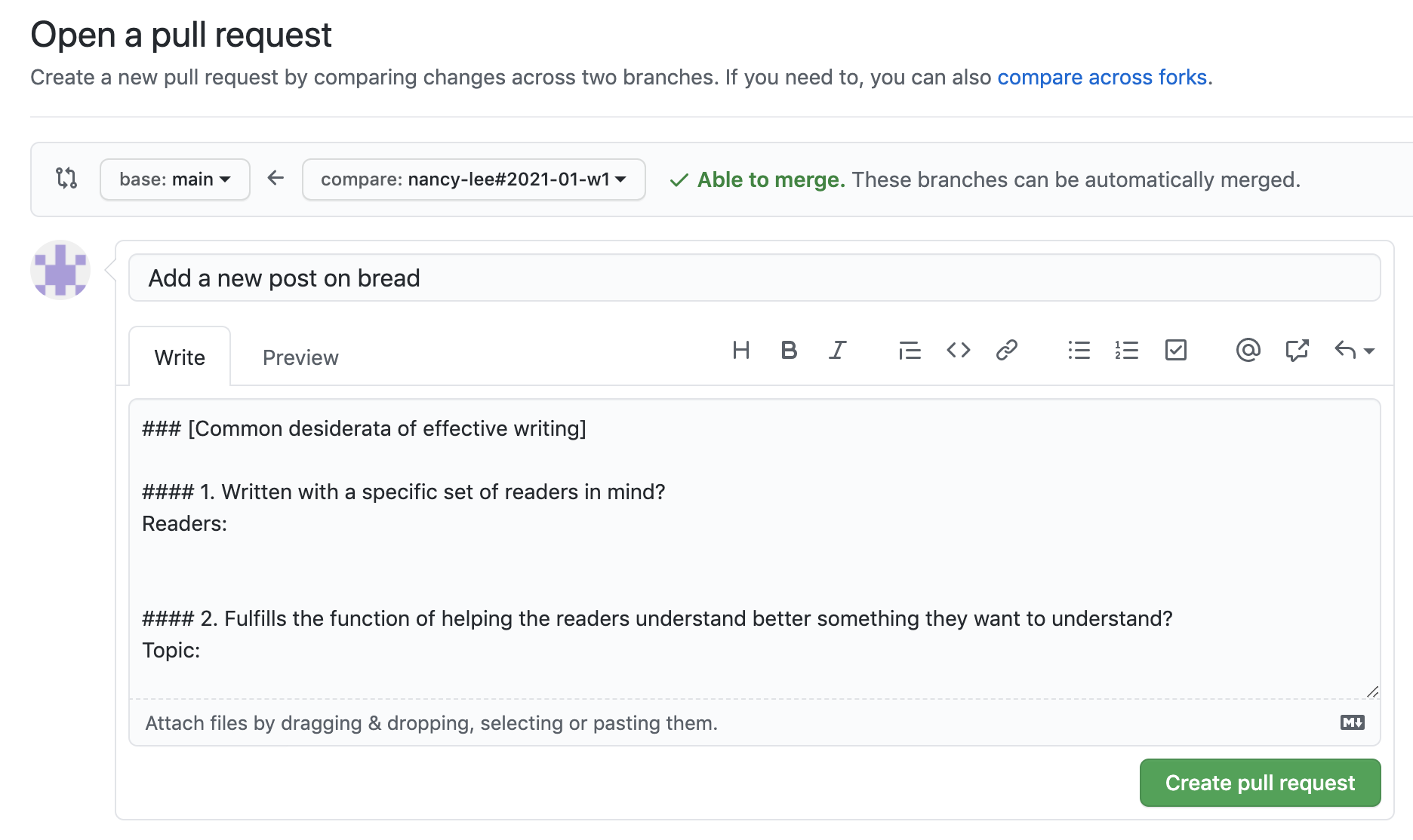 How to create a pull request | Daily Log Group Init